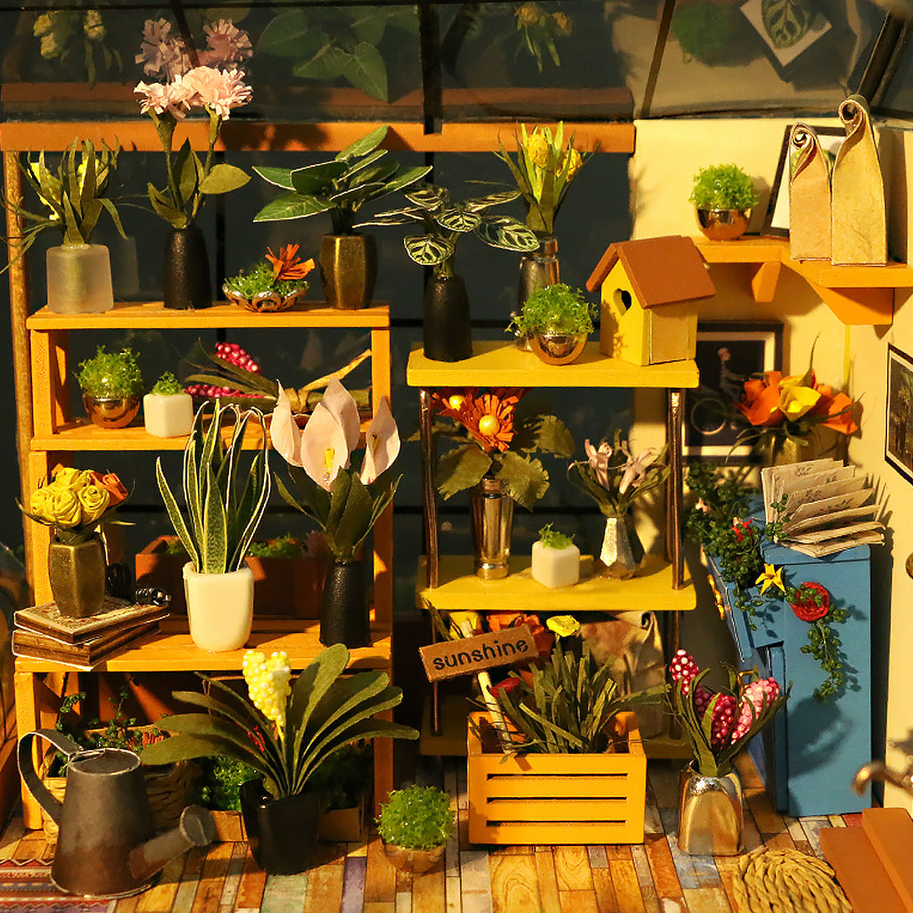 Snaps Cathy’s Flower House 3D Wooden Puzzle - DIY Miniature Greenhouse Kit
