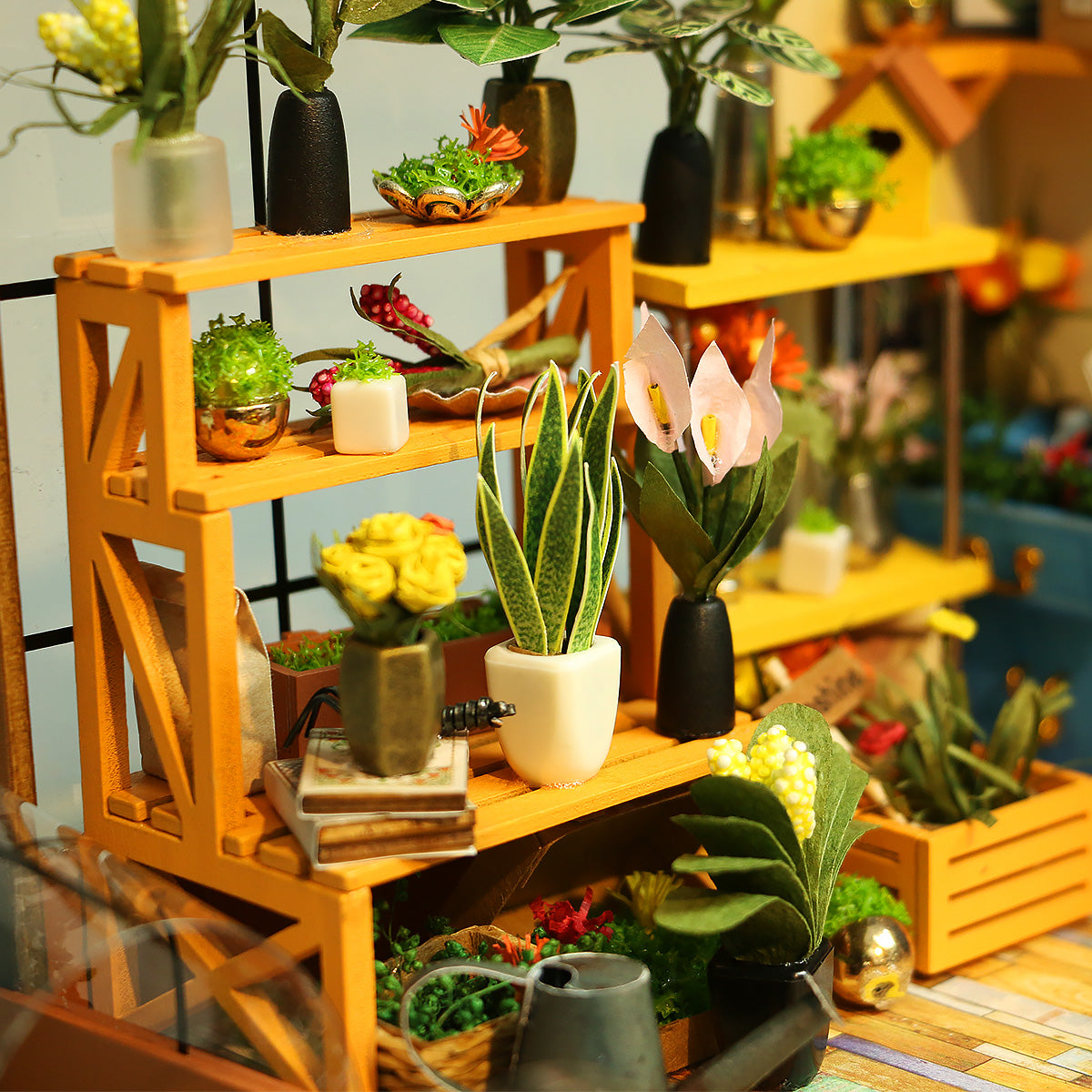 Snaps Cathy’s Flower House 3D Wooden Puzzle - DIY Miniature Greenhouse Kit