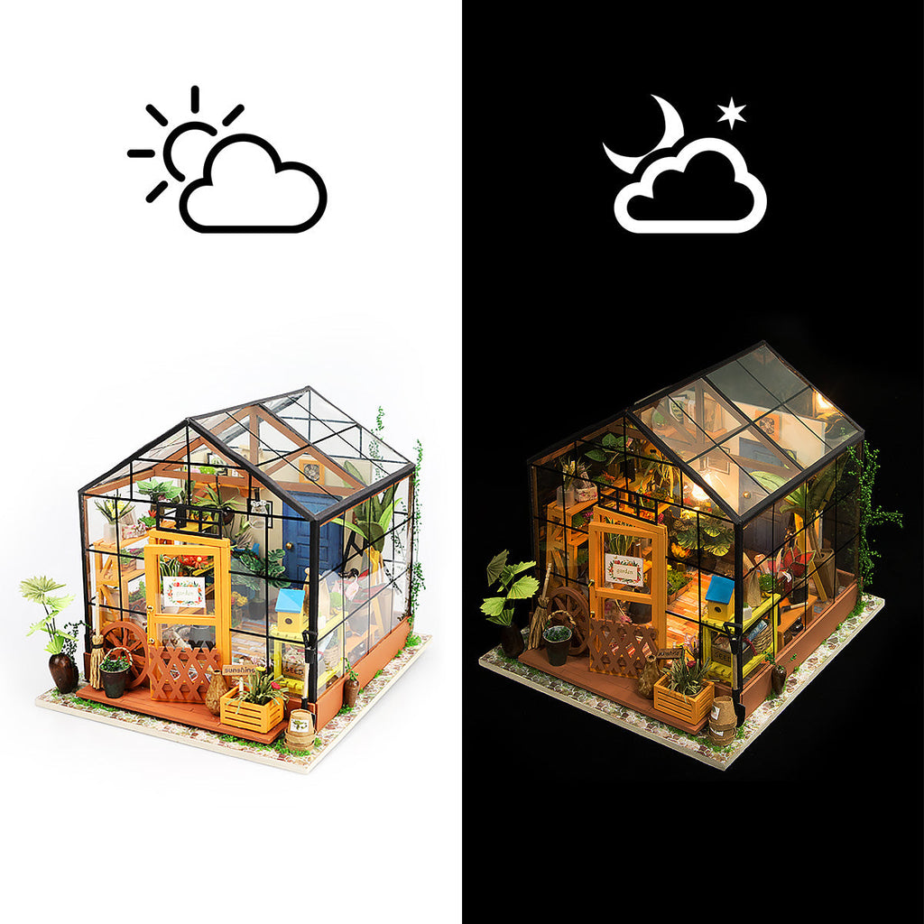 Snaps Cathy’s Flower House 3D Wooden Puzzle - DIY Miniature Greenhouse Kit