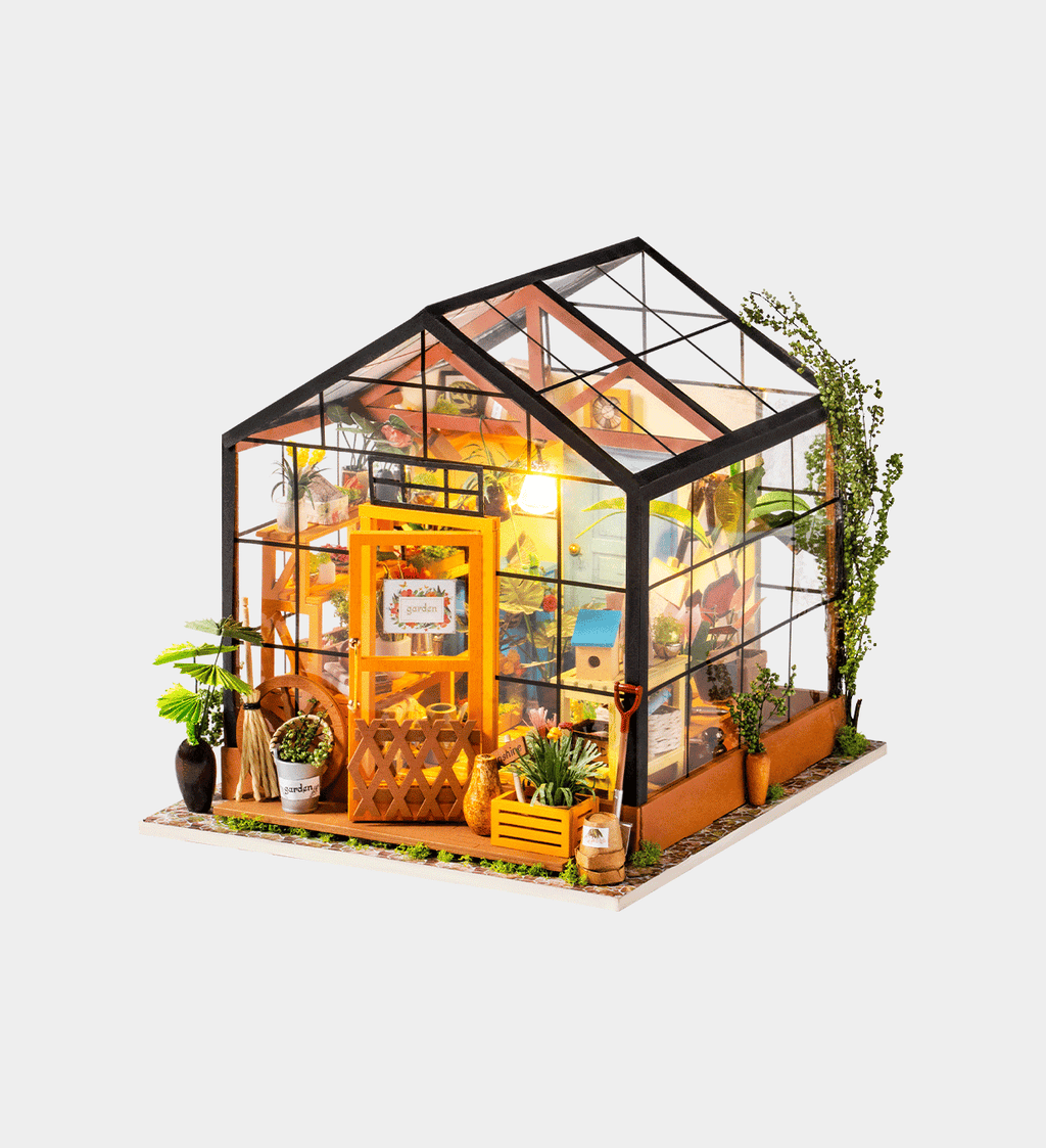 Snaps Cathy’s Flower House 3D Wooden Puzzle - DIY Miniature Greenhouse Kit