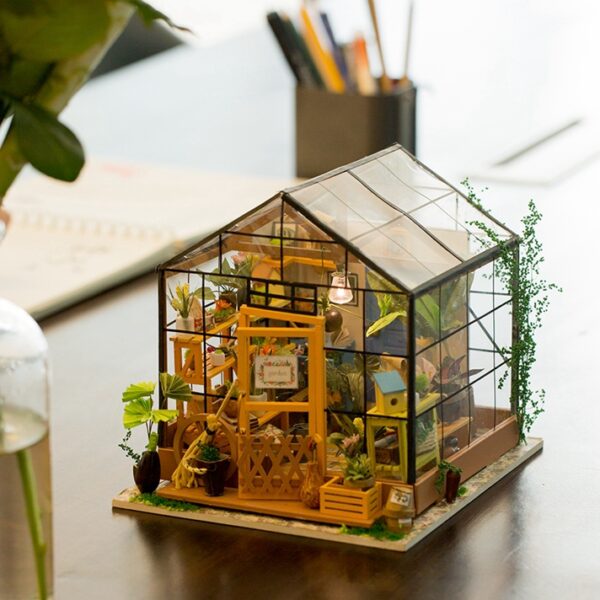 Snaps Cathy’s Flower House 3D Wooden Puzzle - DIY Miniature Greenhouse Kit