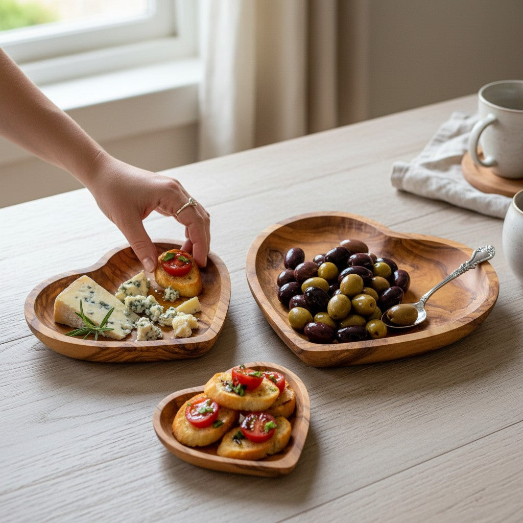 Olive Wood Heart Shaped Wooden Dish | Small | Medium | Large | Set