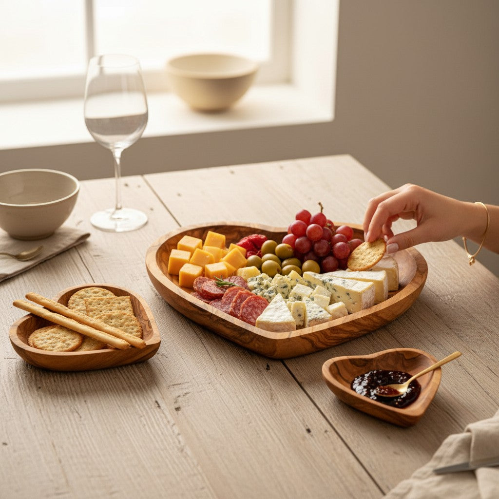 Olive Wood Heart Shaped Wooden Dish | Small | Medium | Large | Set