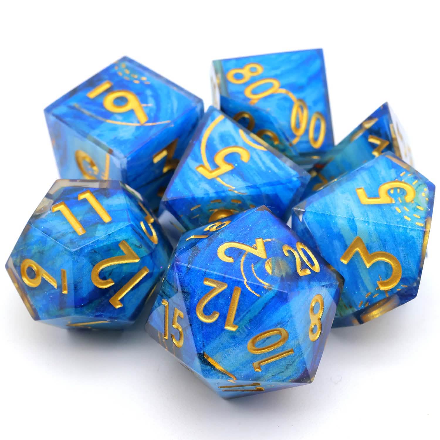 Astral Tide | Sharp Edge Dice | Resin | 7 Piece Set