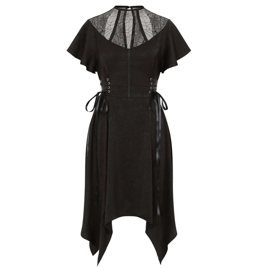 Banned Apparel Zora Dress – Black Lace Gothic Corset Asymmetrical Dress