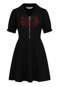 Banned Apparel Elysia Goth Dress – Black A-Line with Red Heart Detail