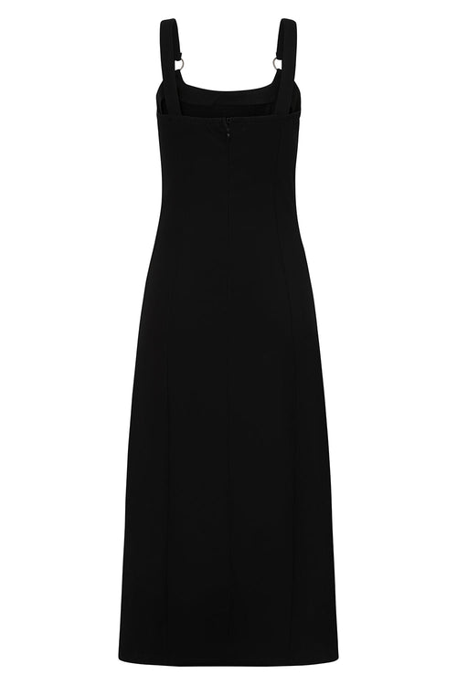Banned Apparel Malvolia Black Midi Dress – Goth Zip Slit Woven Dress