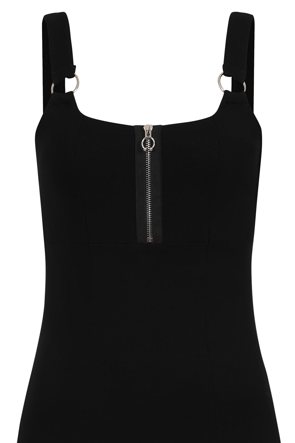 Banned Apparel Malvolia Black Midi Dress – Goth Zip Slit Woven Dress