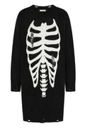 Banned Apparel Melinoe Knit Dress – Black Goth Skeleton Ribcage Print
