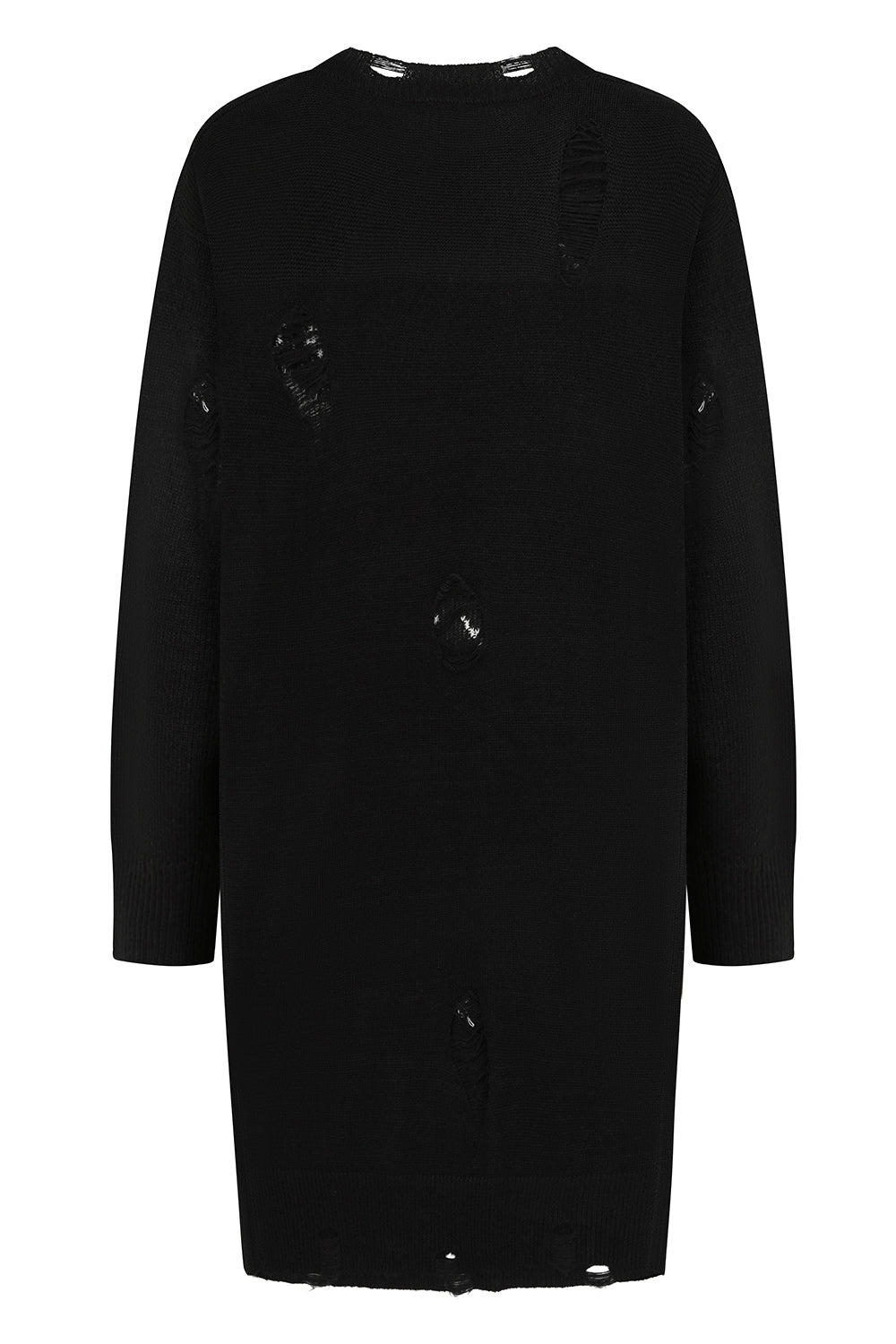 Banned Apparel Melinoe Knit Dress – Black Goth Skeleton Ribcage Print