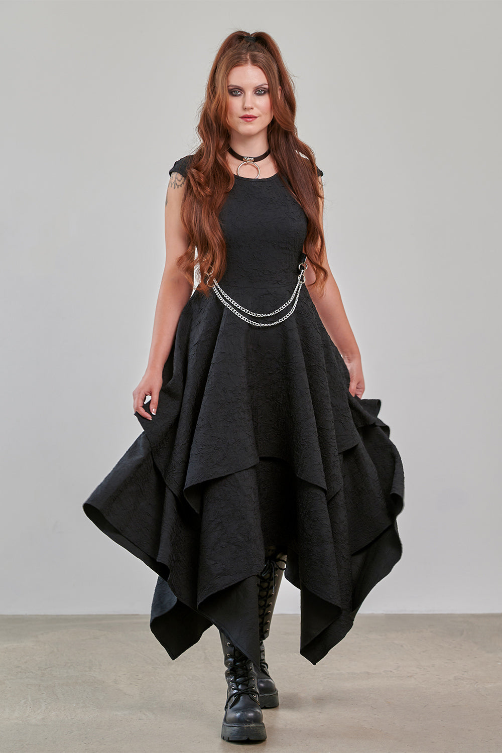Banned Apparel Hexed Isadora Gothic Dress | Handkerchief Hem & Chain