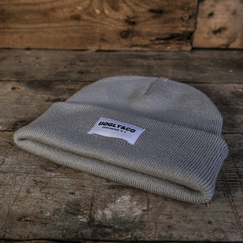 Uggly and Co Grey Fisherman Beanie – Soft Knit Cuffed Winter Hat
