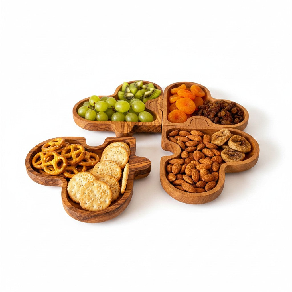 Wooden Puzzle Heart shaped dish , set of 4 dishes, jigsaw shaped pieces, wooden dishes, kitchen, restaurant, gift, handmade, romance, love