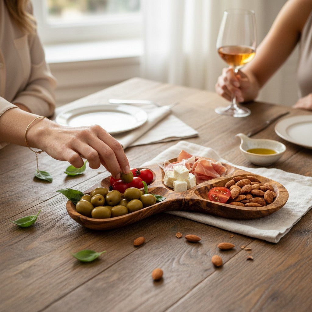Olive Wood Tray-Nut Dish,  snacks Dish, olives Dish , cheese Dish 35 cm, Sustainably Sourced, Eco-Friendly, handmade, gift