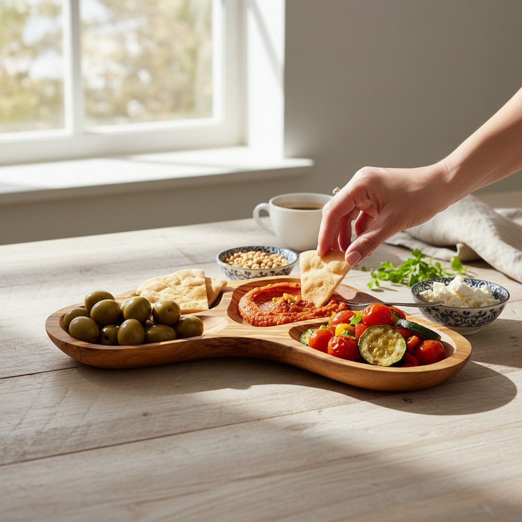 Olive Wood Tray-Nut Dish,  snacks Dish, olives Dish , cheese Dish 35 cm, Sustainably Sourced, Eco-Friendly, handmade, gift