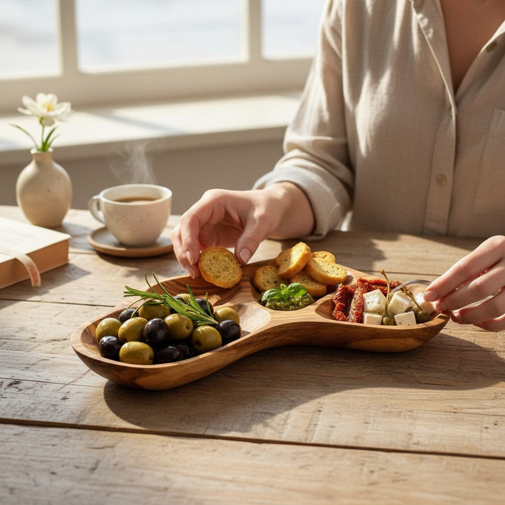 Olive Wood Tray-Nut Dish,  snacks Dish, olives Dish , cheese Dish 35 cm, Sustainably Sourced, Eco-Friendly, handmade, gift