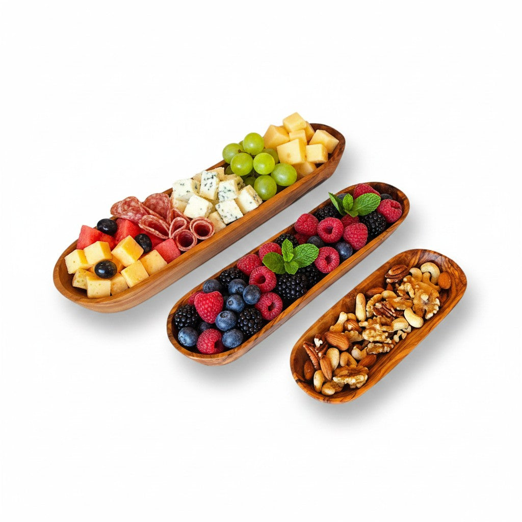 Olive Wood Handcrafted Wooden Bread / Multipurpose Food Display Tray