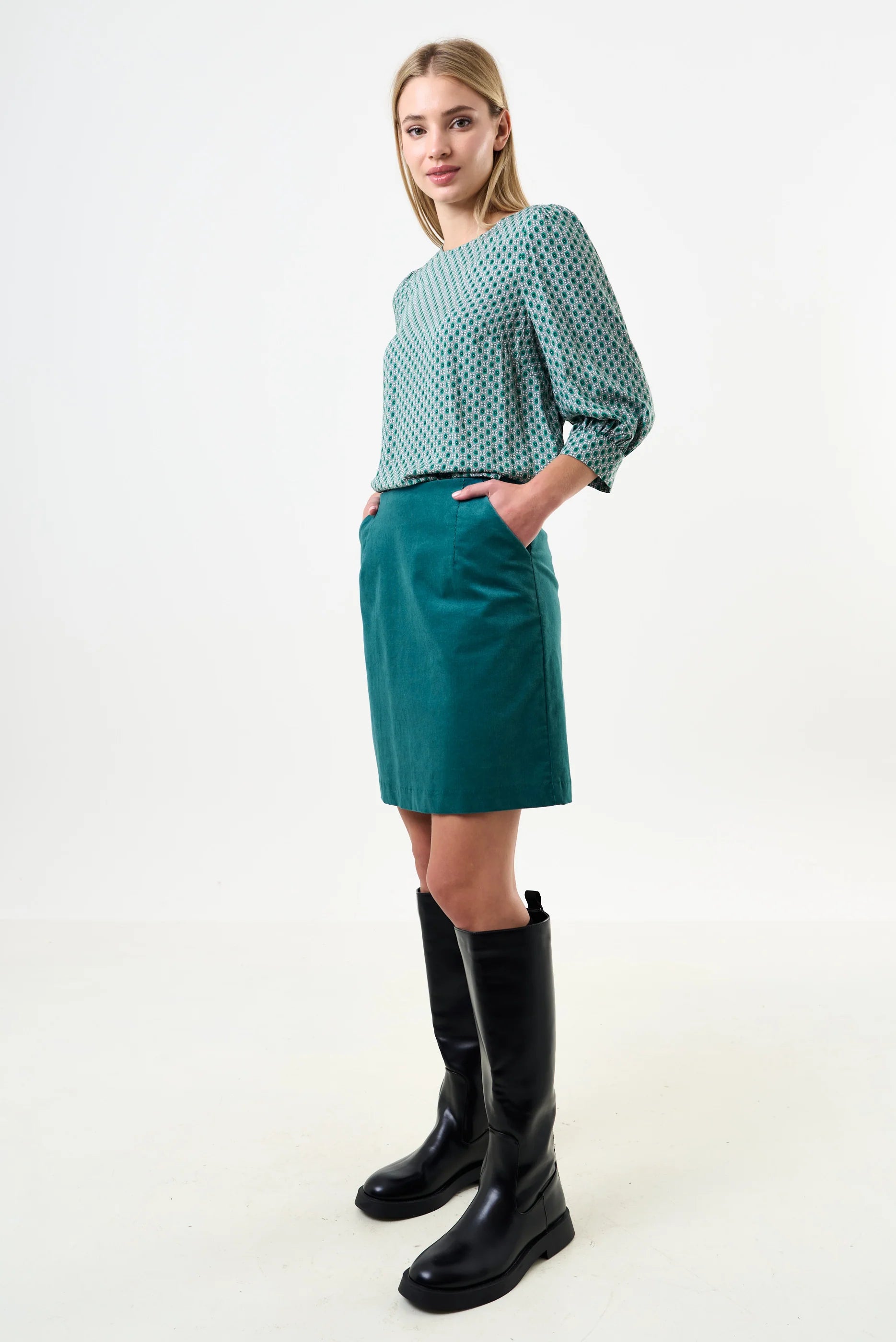 Dylan Babycord Mini Skirt - Petrol