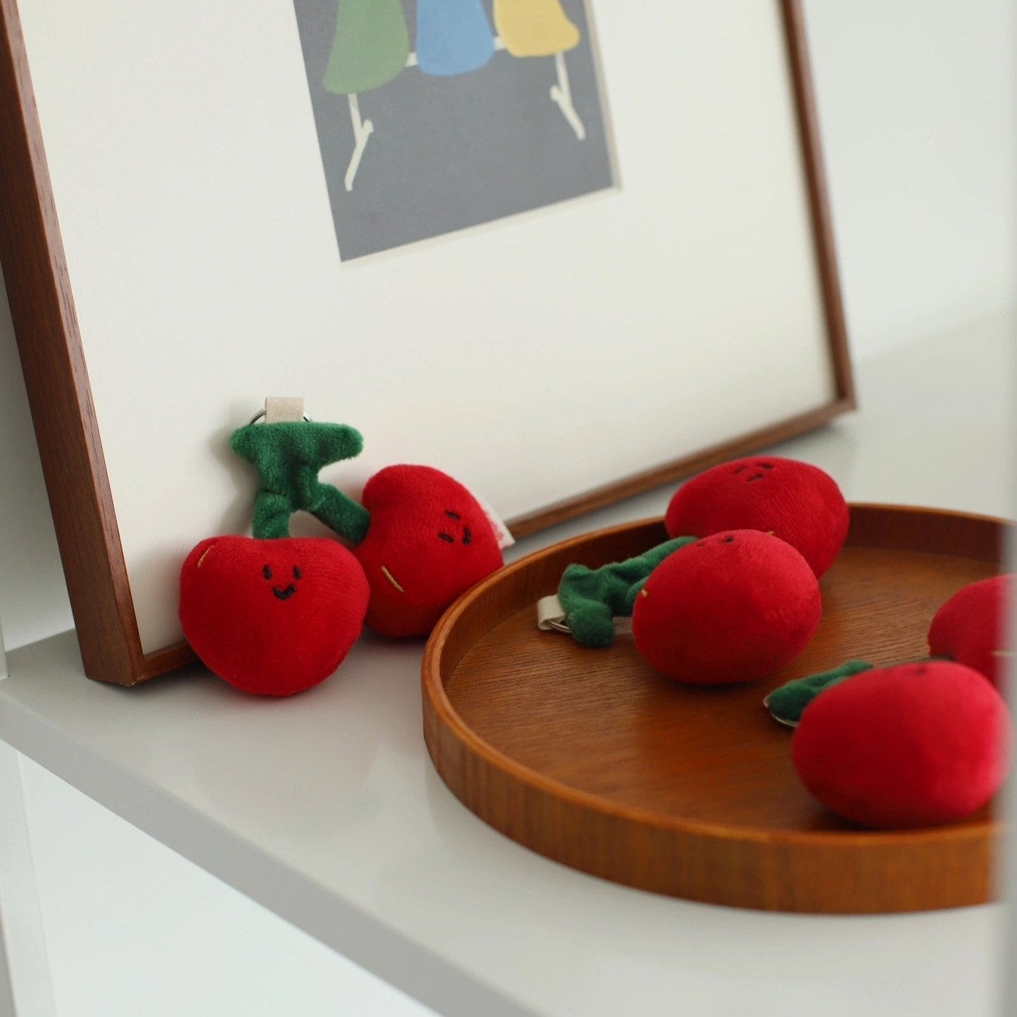LuLuFun Studio Cherry Bag Charm – Cute Plush Fruit Keychain Accessory
