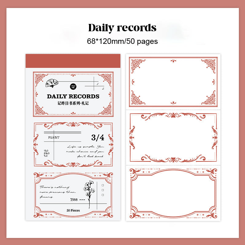 LuLuFun Studio Vintage Style Notepad – 50 Sheets Retro Journaling Paper