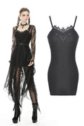 Dark In Love Emery Bodycon Dress – Gothic Lace Slip with Spaghetti Straps