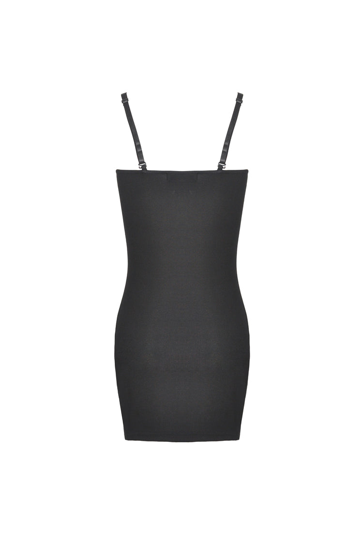 Dark In Love Emery Bodycon Dress – Gothic Lace Slip with Spaghetti Straps