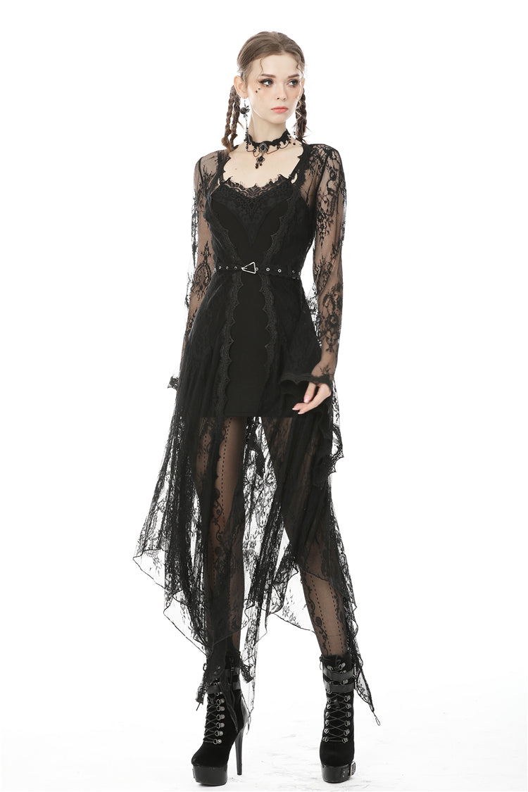 Dark In Love Larissa Lace Robe – Gothic Bell Sleeve Layering Piece