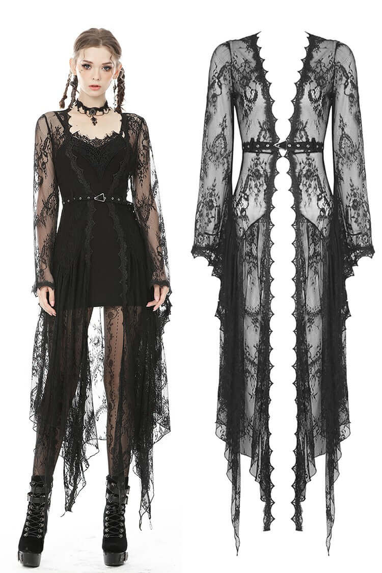 Dark In Love Larissa Lace Robe – Gothic Bell Sleeve Layering Piece