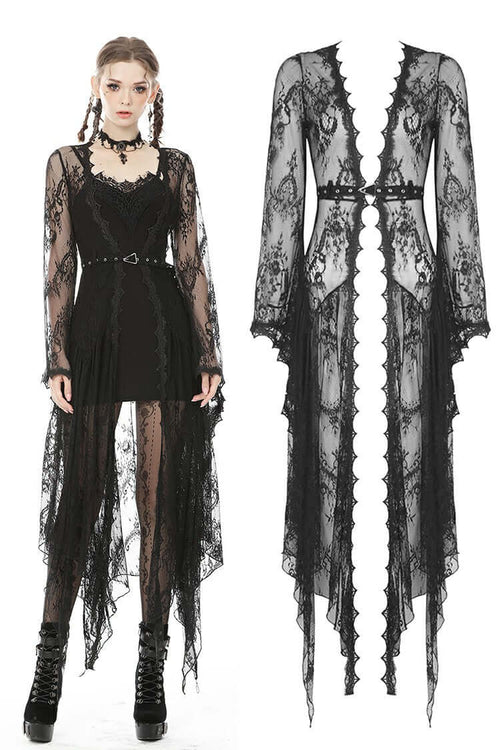 Dark In Love Larissa Lace Robe – Gothic Bell Sleeve Layering Piece