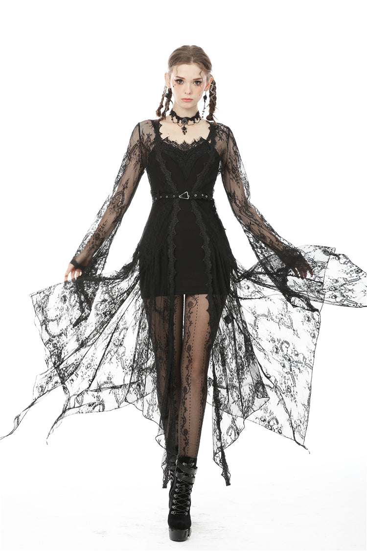 Dark In Love Larissa Lace Robe – Gothic Bell Sleeve Layering Piece