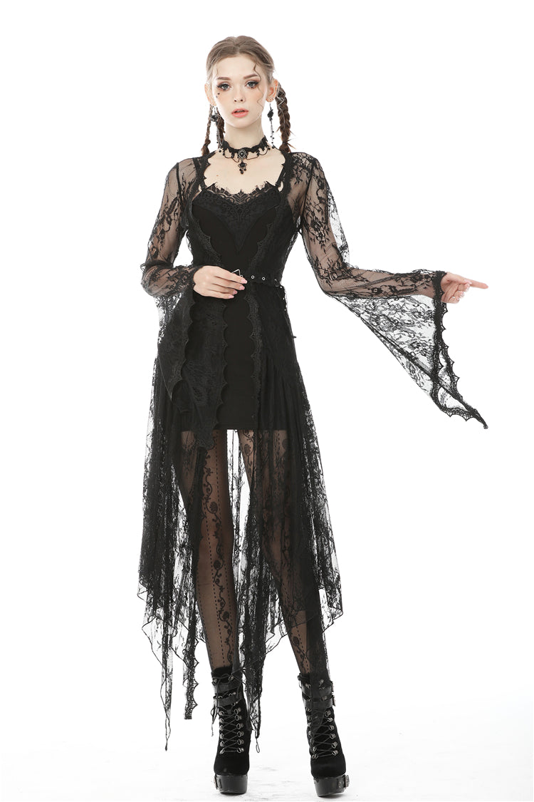 Dark In Love Larissa Lace Robe – Gothic Bell Sleeve Layering Piece