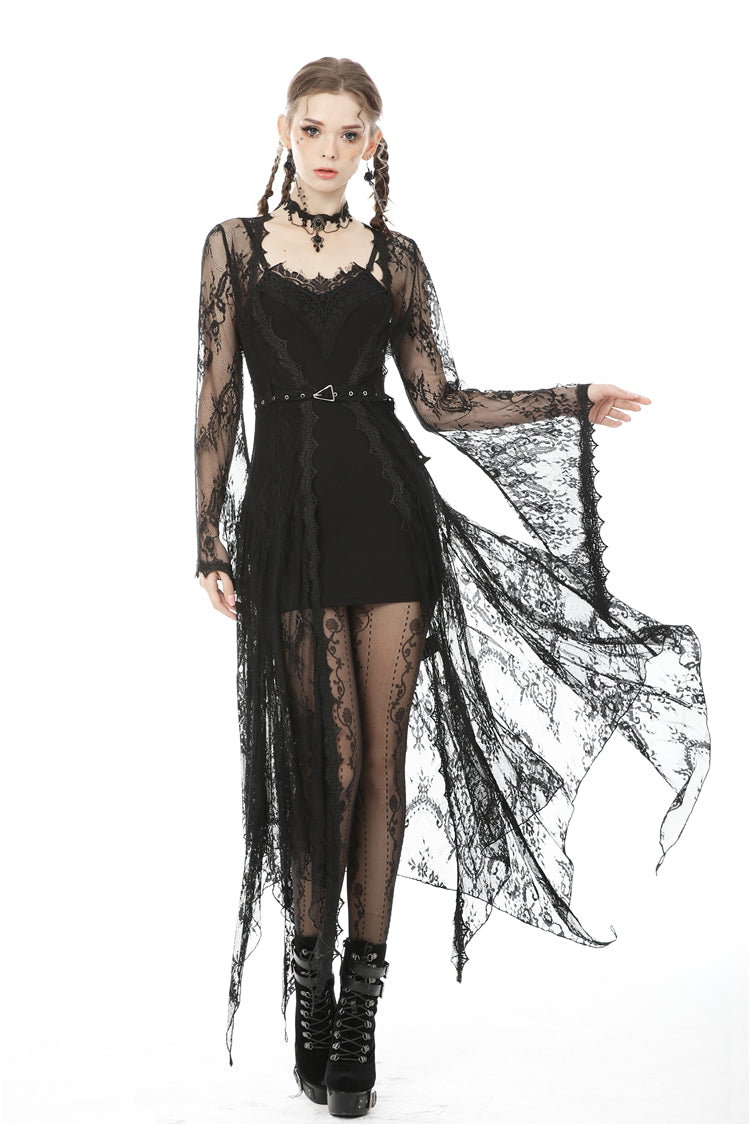 Dark In Love Larissa Lace Robe – Gothic Bell Sleeve Layering Piece