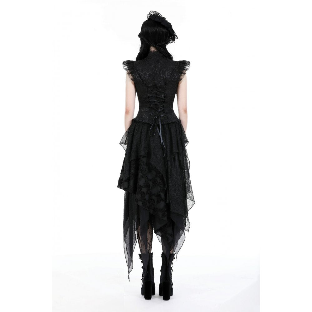 Dark In Love Lilita Top – Victorian Sleeveless Lace Trim Fitted Top