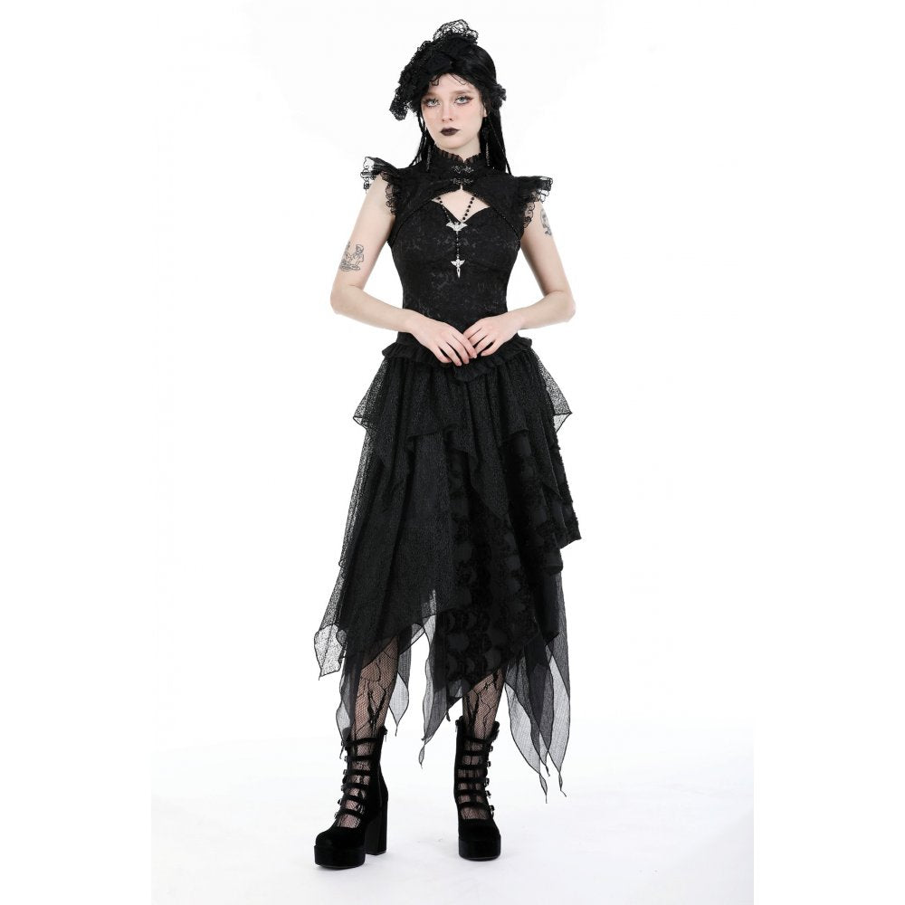 Dark In Love Lilita Top – Victorian Sleeveless Lace Trim Fitted Top