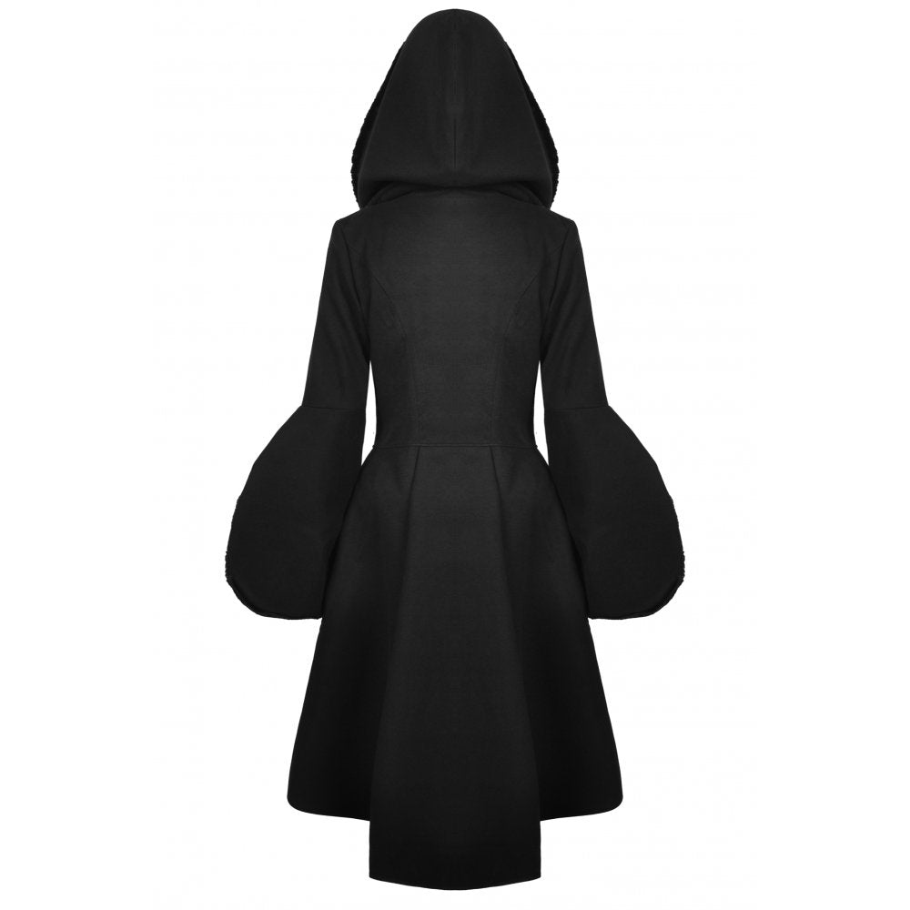 Dark In Love Rivendell Black Elven Coat with Faux Fur and Hood