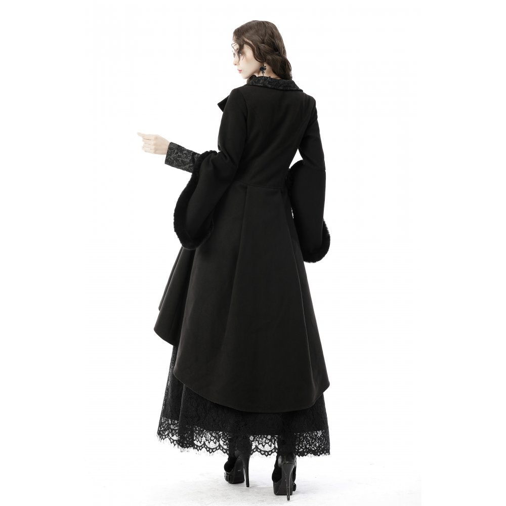 Dark In Love Rivendell Black Elven Coat with Faux Fur and Hood