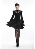 Dark In Love Avina Black Velvet Gothic Dress with Lace Neckline