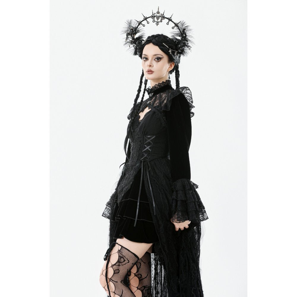 Dark in Love Erzebeth Gothic Bolero Shrug – Black Lace & Velvet