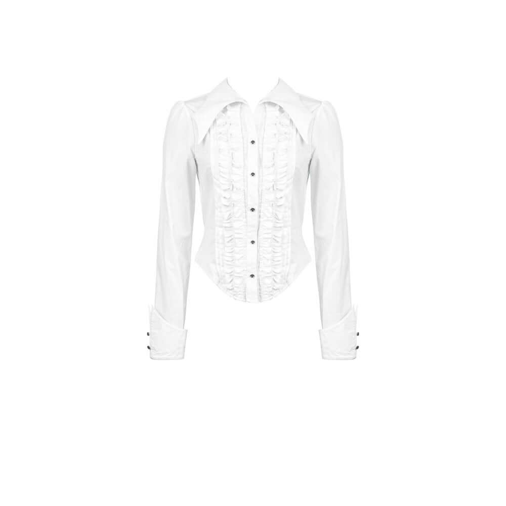 Dark in Love Queeny White Gothic Demon Shirt – Cotton Corset Top
