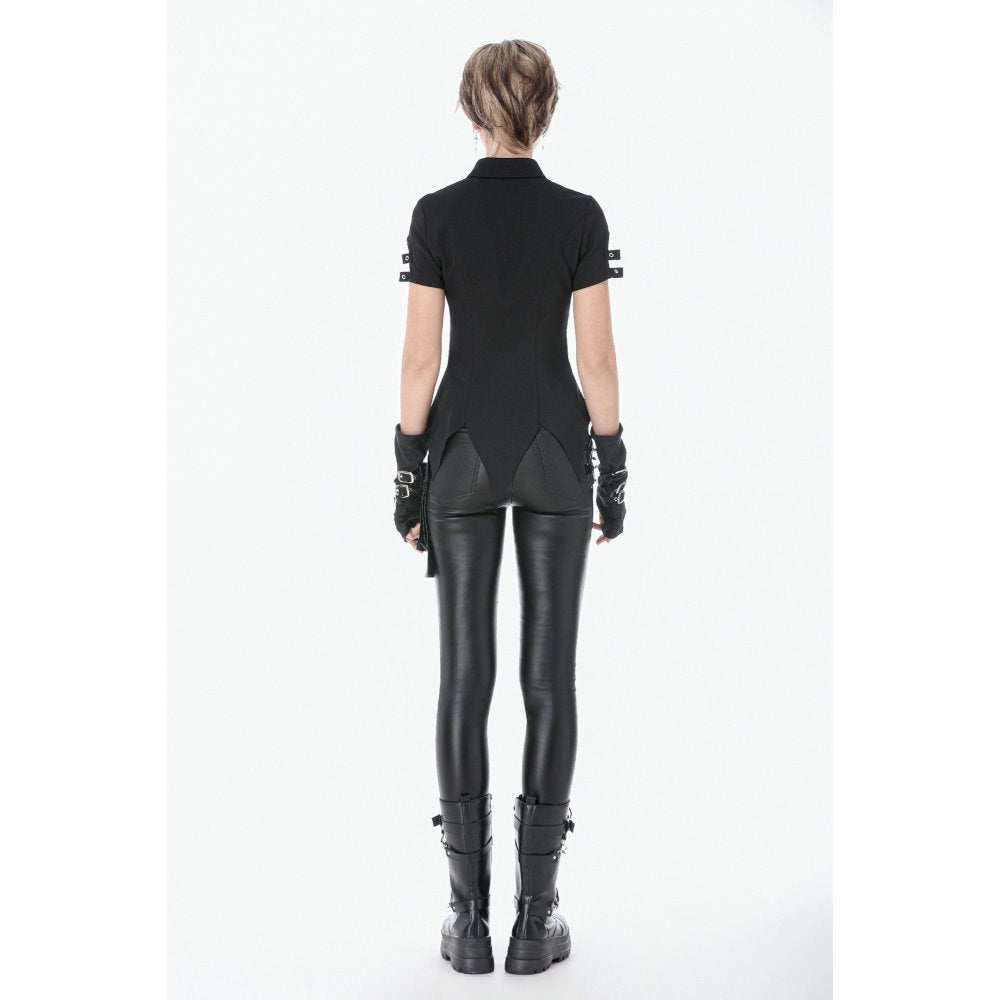 Dark in Love Ruptured Lace-Up Punk Shirt | Black Corset Style Top