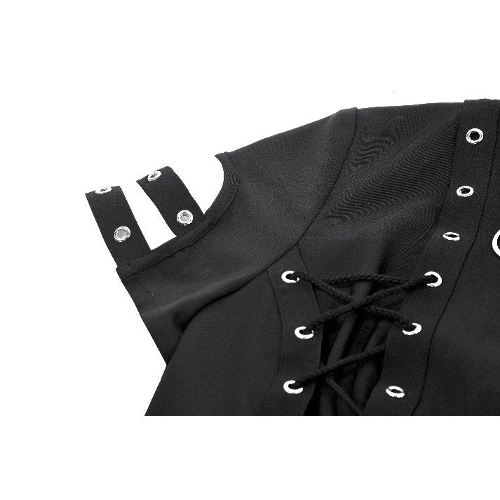 Dark in Love Ruptured Lace-Up Punk Shirt | Black Corset Style Top