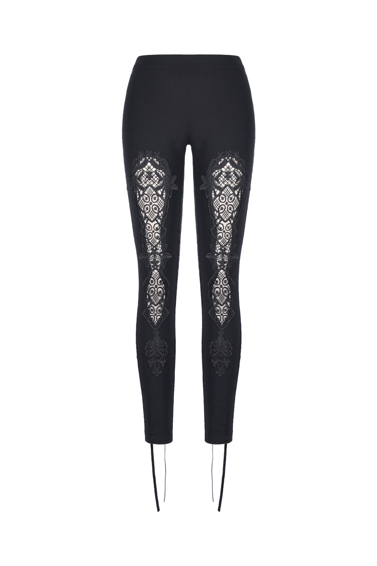 Dark In Love Caelum Gothic Leggings – Black Lace and Ribbon Lacing