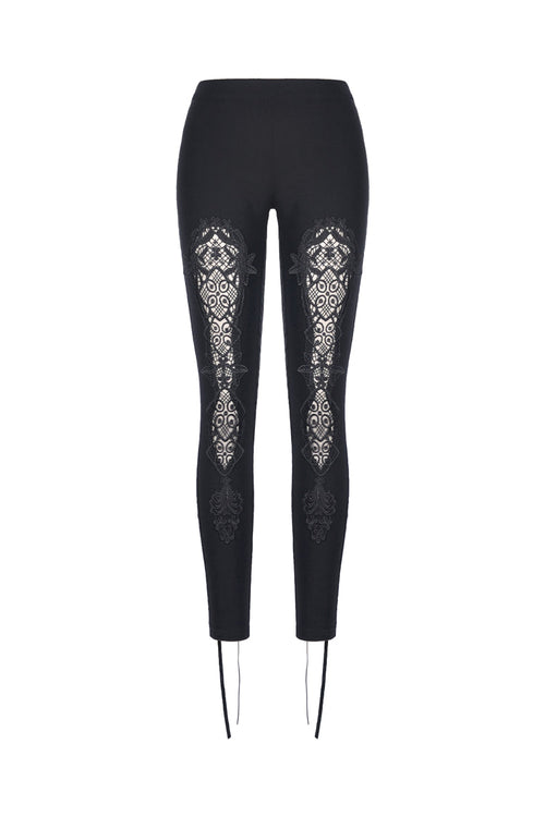 Dark In Love Caelum Gothic Leggings – Black Lace and Ribbon Lacing