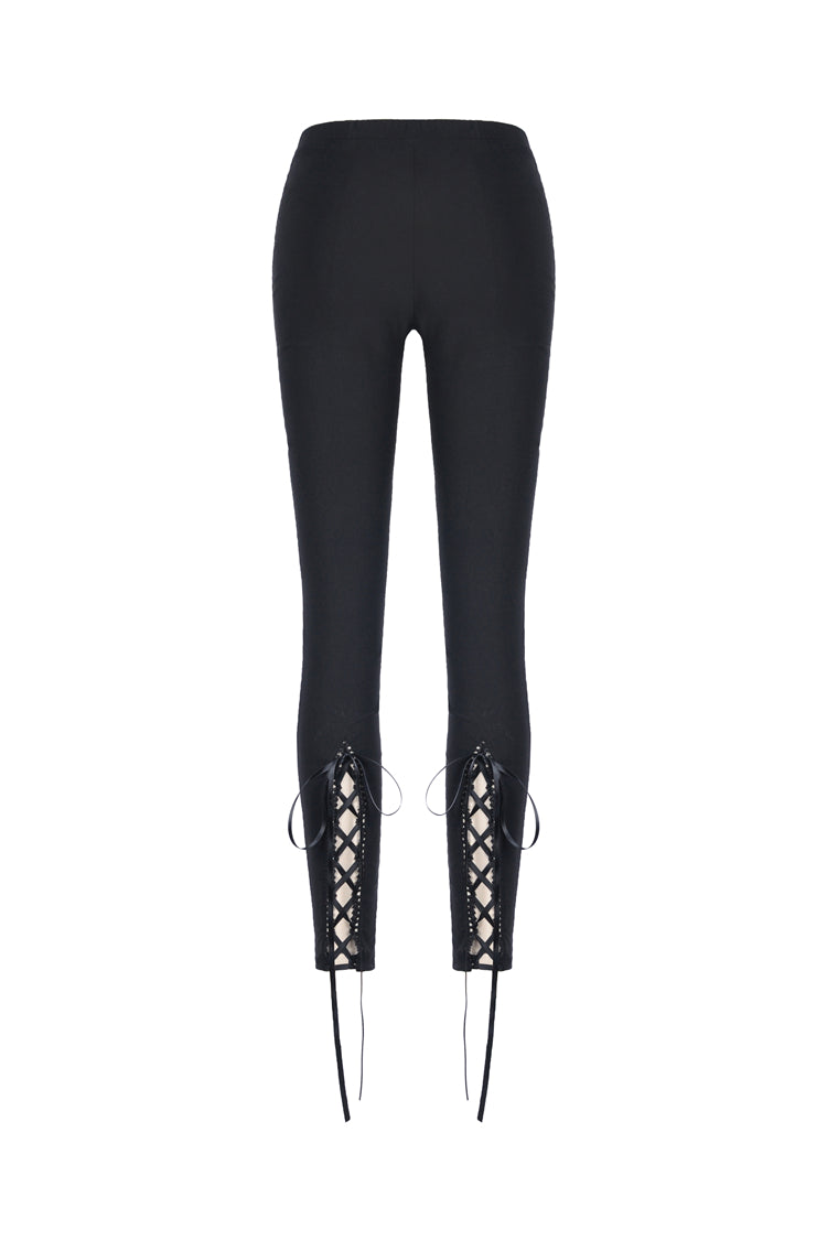 Dark In Love Caelum Gothic Leggings – Black Lace and Ribbon Lacing