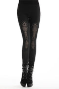 Dark In Love Caelum Gothic Leggings – Black Lace and Ribbon Lacing