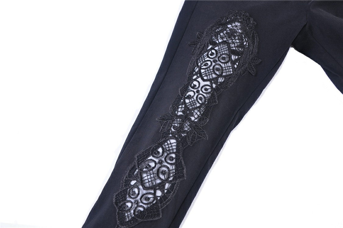 Dark In Love Caelum Gothic Leggings – Black Lace and Ribbon Lacing