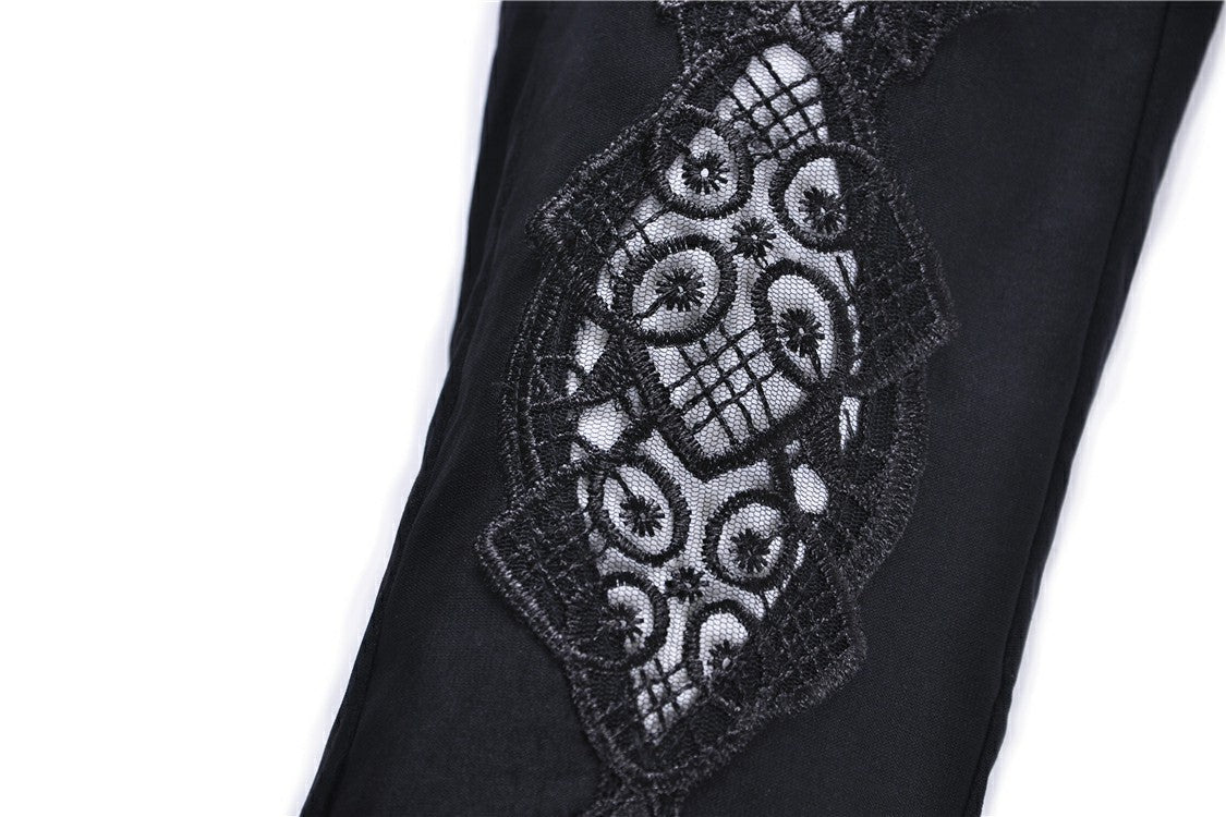 Dark In Love Caelum Gothic Leggings – Black Lace and Ribbon Lacing