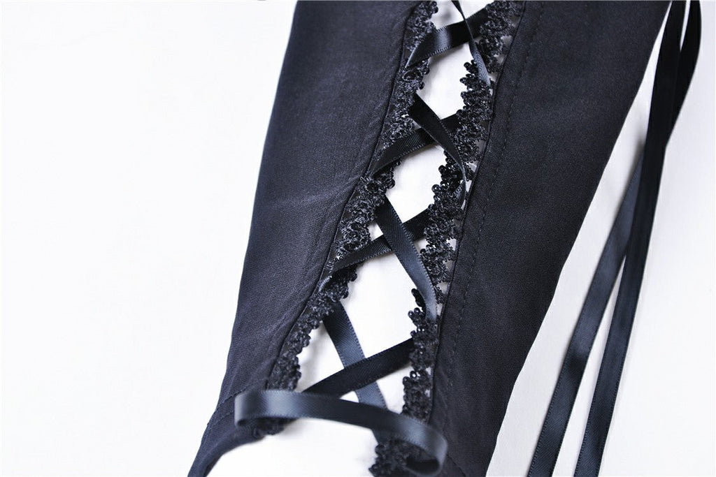 Dark In Love Caelum Gothic Leggings – Black Lace and Ribbon Lacing