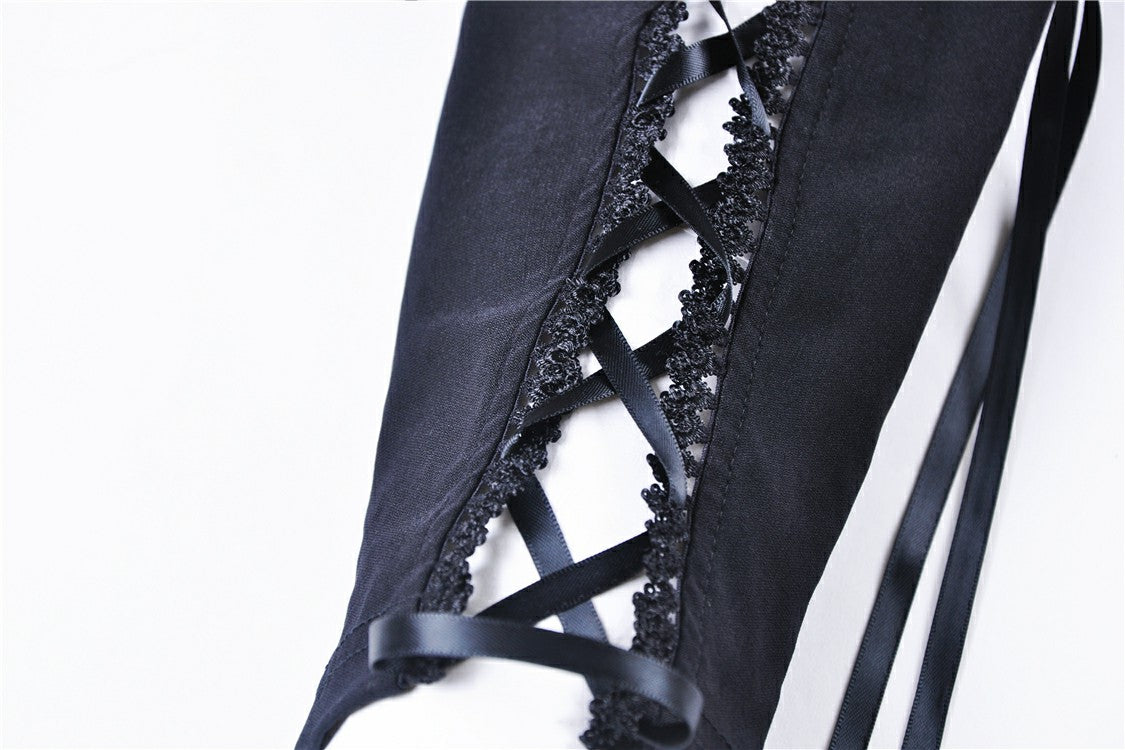 Dark In Love Caelum Gothic Leggings – Black Lace and Ribbon Lacing