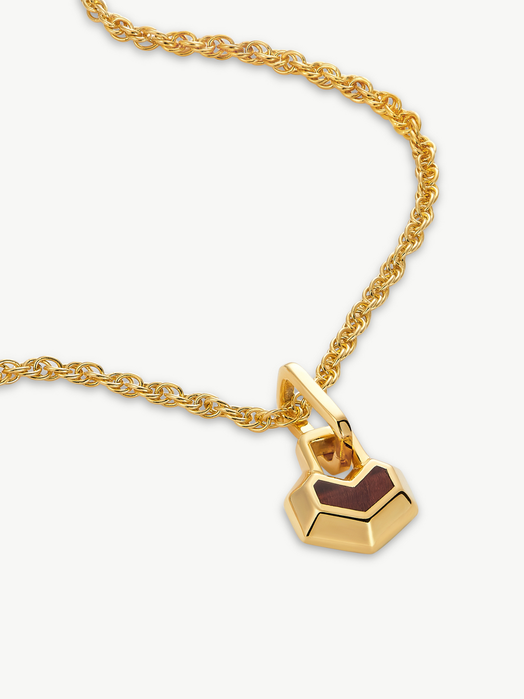 No More Nobody Daryl Red Tiger Eye Heart Necklace - 18k Gold Plated 22"